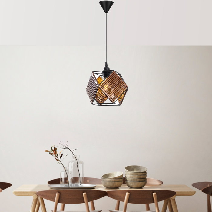 Opviq Lámpara de Araña de Madera Imitación Bambú Vintage Rústico Elegante para Salón Comedor Entrada